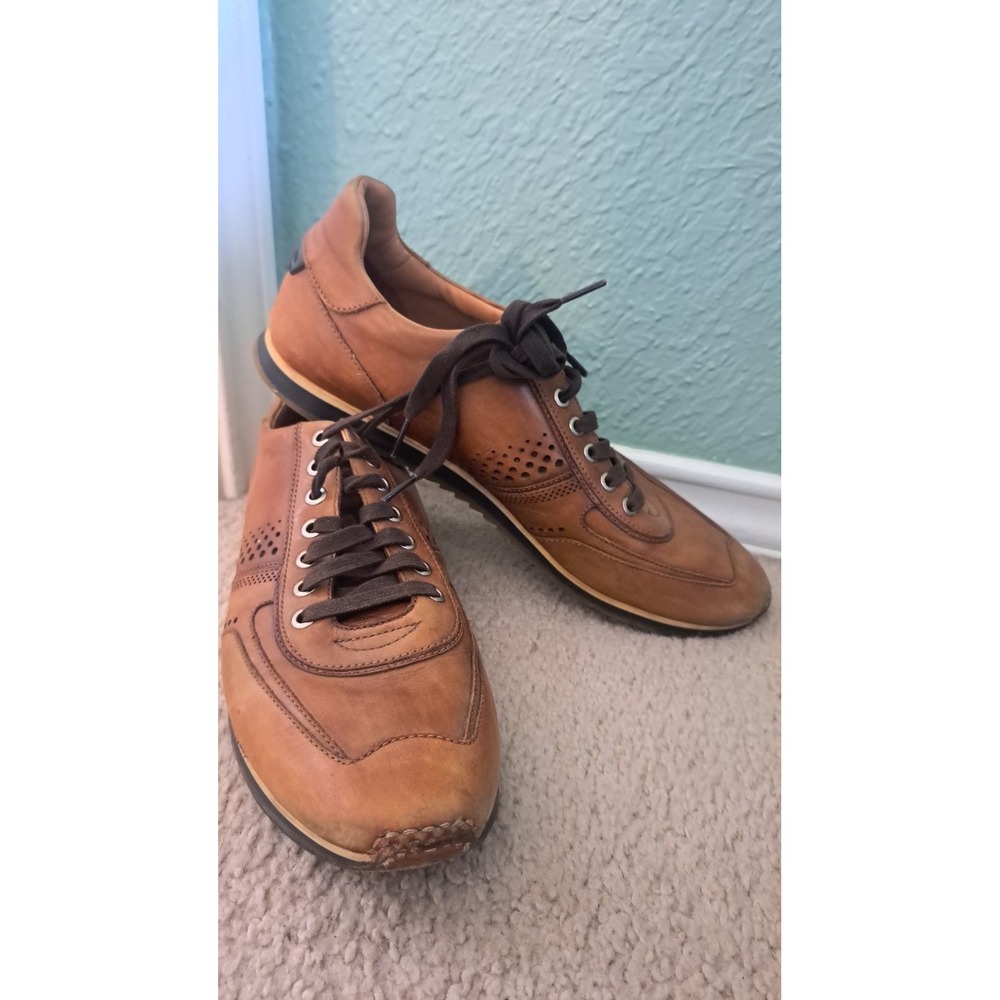 Magnanni Brown Tan Leather Lace Up Casual Sneakers Shoes Men's Size 9M 15745